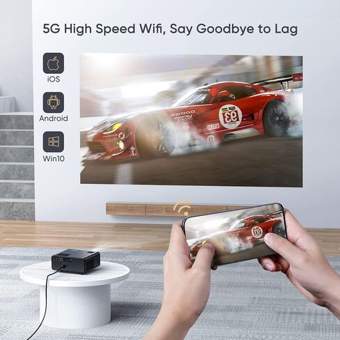 جهاز عرض بلوتوث واي فاي 5G، جهاز عرض خارجي TOPTRO TR22 يدعم 4K، 500 لومن ANSI، مفاتيح لمس ذكية، تصحيح حجر المفاتيح 4D/4P، جهاز عرض أفلام بصري مغلق بالكامل متوافق مع iOS/Android in Kuwait