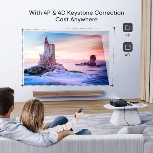 جهاز عرض بلوتوث واي فاي 5G، جهاز عرض خارجي TOPTRO TR22 يدعم 4K، 500 لومن ANSI، مفاتيح لمس ذكية، تصحيح حجر المفاتيح 4D/4P، جهاز عرض أفلام بصري مغلق بالكامل متوافق مع iOS/Android in Kuwait