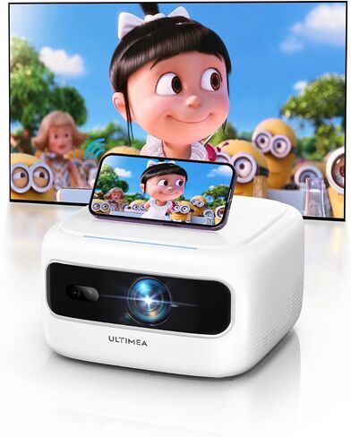 ULTIMEA 5G WiFi Full HD 1080P Decoding، جهاز عرض صغير محمول 300 ANSI Lumens، تركيز كهربائي، زمن استجابة منخفض، جهاز عرض أفلام خارجي متوافق مع هاتف iOS Android، عصا التلفاز، Apollo P10 in Saudi Arabia