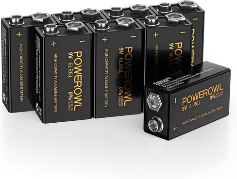 بطاريات POWEROWL عالية السعة 9 فولت 8 عبوات، بطارية قلوية 9 فولت 6LR61 للكشف عن الدخان وإنذار الحريق والمزيد من الأجهزة in Saudi Arabia