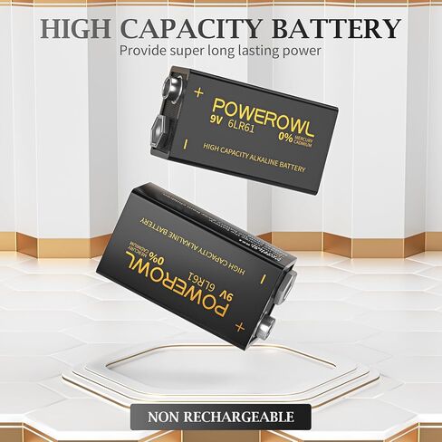 بطاريات POWEROWL عالية السعة 9 فولت 8 عبوات، بطارية قلوية 9 فولت 6LR61 للكشف عن الدخان وإنذار الحريق والمزيد من الأجهزة in Saudi Arabia