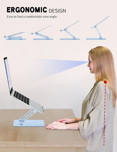 Laptop Stand Adjustable Laptop Holder for Desk, Ergonomic & Foldable & Portable Heat Sink Computer Stands, Fits up to 15.6-inch Laptops. (Diamond Blue) in Kuwait