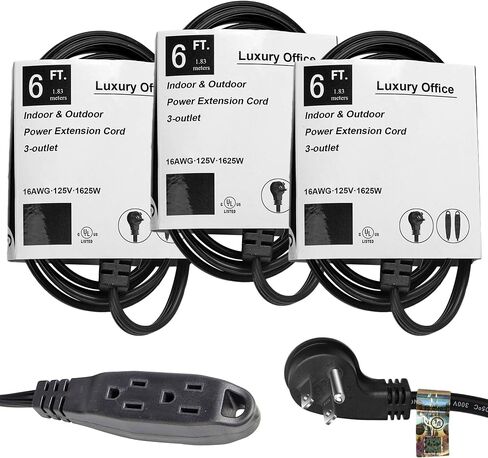 3 Way Power Splitter and 6' Extension Cord, 3 Pack – Angled Plug (1, 6 Foot) in Saudi Arabia