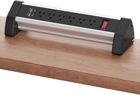 Desk Clamp Power Strip, PD 20W USB C Desktop Power Hub, 10 in 1 Desk Power Strip with 6 AC Outlets Desk Power Station, 2 USB C Desktop Power Strip Mountable, 2 QC 3.0 USB A Desk Outlet in Saudi Arabia