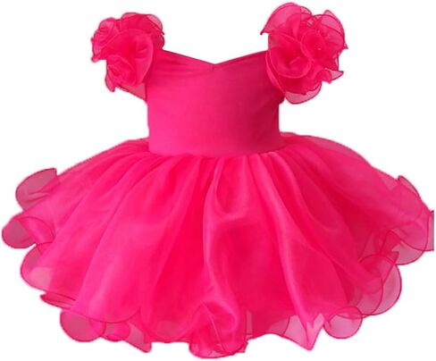 فستان Jenniferwu EB053C للرضع والأطفال حديثي الولادة وحفلات أعياد الميلاد للفتيات الصغيرات مقاس 3T وردي in Kuwait