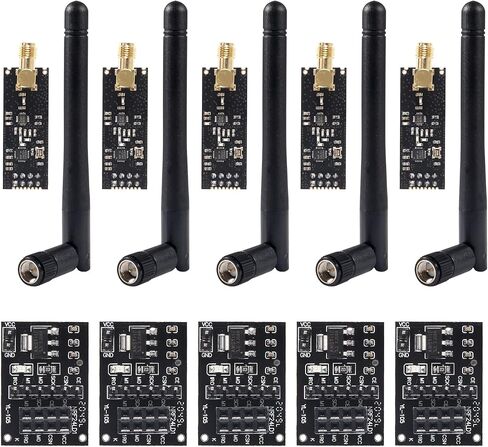 5 قطع وحدة إرسال واستقبال NRF24L01+PA+LNA RF مع هوائي SMA 2.4 جيجا هرتز 1100 متر + 5 قطع وحدة NRF24L01 لاسلكية مع محول اندلاع على اللوحة منظم 3.3 فولت لاردوينو in Saudi Arabia