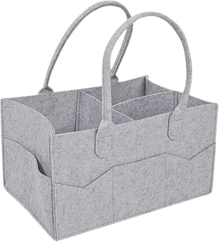H & H Creations Diaper Caddy for Travelling, Nursery Essentials and Storage, Foldable with 3 Compartments and 8 Side Pockets, 3mm Felt Fabric with Matt Finishing, Baby Diaper Organizer, Grey in Saudi Arabia
