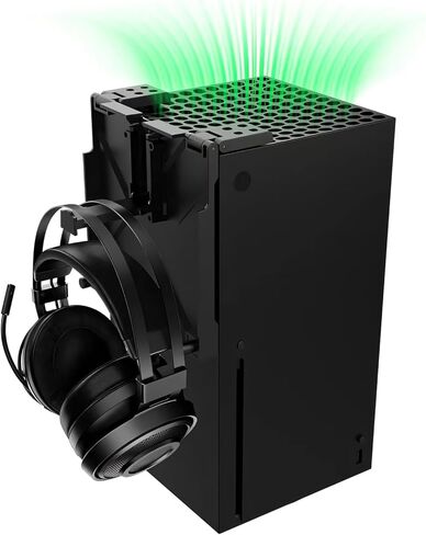 غطاء مقاوم للغبار لوحدة تحكم Xbox Series X، غطاء علوي لمرشح الغبار قابل للتعديل لجهاز Xbox Series X مع حامل سماعة الرأس - أسود in Kuwait