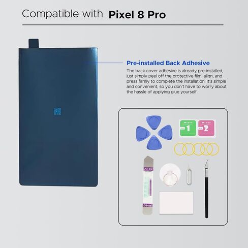 متوافق مع استبدال الغطاء الزجاجي الخلفي لهاتف Pixel 8 Pro، الزجاج الخلفي لهاتف Pixel 8 Pro لجميع شركات النقل، يتضمن أدوات الإصلاح والتعليمات، خليج in Kuwait