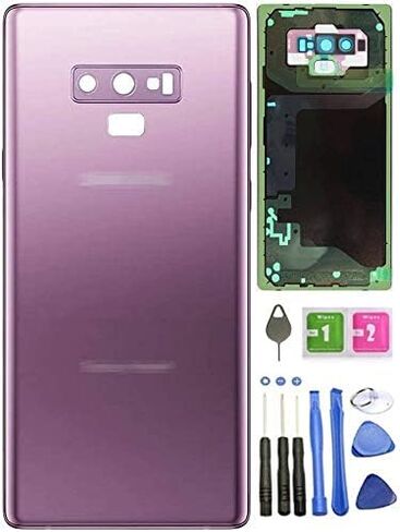 غطاء باب زجاجي خلفي متوافق مع هاتف Galaxy Note 9، بديل لاصق لإطار الكاميرا المثبت لهاتف Samsung Galaxy Note 9 OEM - جميع الموديلات N960 جميع الحاملات + مع الأدوات (أزرق محيطي) in Kuwait
