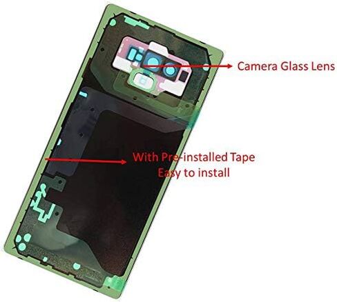غطاء باب زجاجي خلفي متوافق مع هاتف Galaxy Note 9، بديل لاصق لإطار الكاميرا المثبت لهاتف Samsung Galaxy Note 9 OEM - جميع الموديلات N960 جميع الحاملات + مع الأدوات (أزرق محيطي) in Kuwait