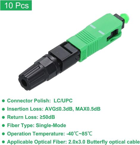 MECCANIXITY SC/APC Fiber Optic Quick Connector, Single Mode Embedded SC Fiber Optic Fast Connectors Adapter for CATV Network, Pack of 10 in Saudi Arabia