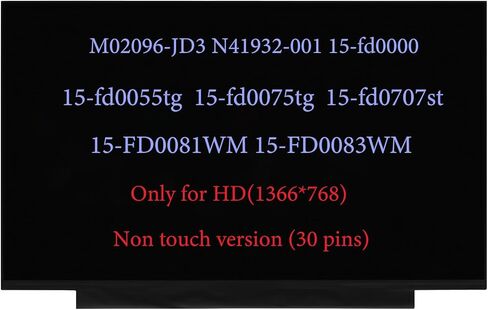 M02096-JD3 N41932-001 استبدال LCD لـ HP 15-FD0083WM 15-fc0093dx 15-fc0025dx 15-fd0357nr 15FD0357NR 15-fc0080nr شاشة LCD بديلة 30pin HD (1366x768) in Kuwait