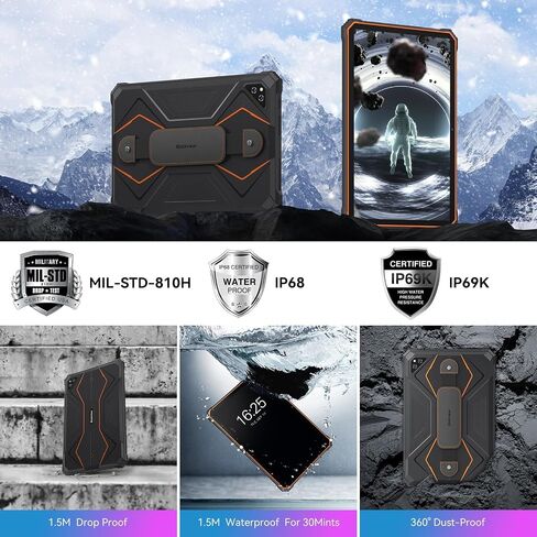 Blackview Android 13 Tablet, 10.1 inch Rugged Tablet, 13000 mAh Battery Octa-core Tablet,16GB RAM+128GB ROM+1TB Expand Android Tablet, 16MP+13MP Camera Waterproof Tablet, 4GLTE/5G WiFi/OTG-Orange in Saudi Arabia