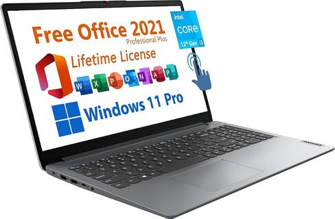 Lenovo 15.6" Business Laptop, Free Microsoft Office 2021 with Lifetime License, FHD Touchscreen Display, Intel 6-Core i3-1215U Upto 4.4 GHz, 8GB RAM, 256GB SSD, WiFi 6, 7 Hrs Battery, Windows 11 Pro in Saudi Arabia