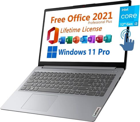 Lenovo 15.6" Business Laptop, Free Microsoft Office 2021 with Lifetime License, FHD Touchscreen Display, Intel 6-Core i3-1215U Upto 4.4 GHz, 8GB RAM, 256GB SSD, WiFi 6, 7 Hrs Battery, Windows 11 Pro in Saudi Arabia