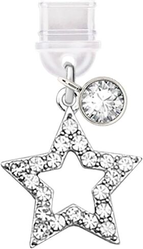 ELISE & FONDA TP303 Type-C USB Charging Port Anti Dust Plug Little Crystal Star Cell Phone Charm for Samsung/Huawei/OnePlus/Xiaomi/oppo Android Phones (White) in Saudi Arabia