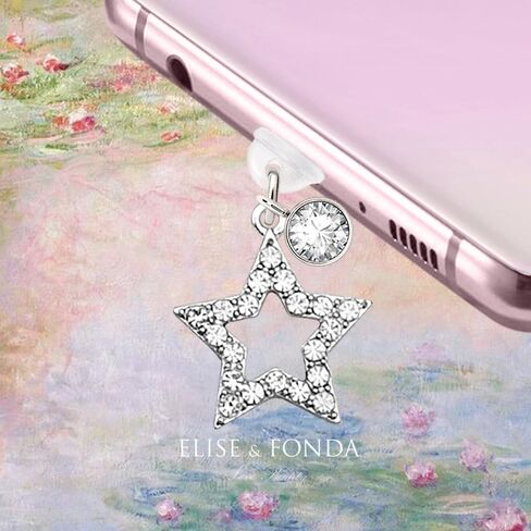 ELISE & FONDA TP303 Type-C USB Charging Port Anti Dust Plug Little Crystal Star Cell Phone Charm for Samsung/Huawei/OnePlus/Xiaomi/oppo Android Phones (White) in Saudi Arabia