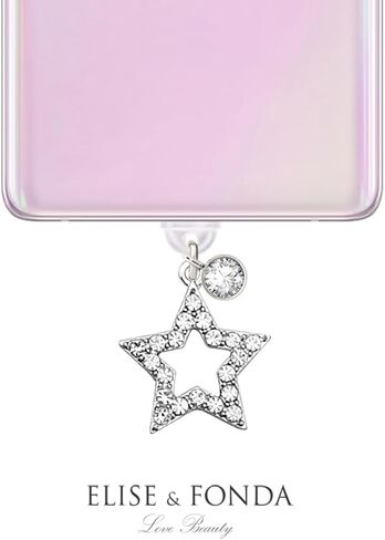 ELISE & FONDA TP303 Type-C USB Charging Port Anti Dust Plug Little Crystal Star Cell Phone Charm for Samsung/Huawei/OnePlus/Xiaomi/oppo Android Phones (White) in Saudi Arabia