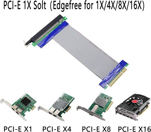 كابل رفع فتحة GELRHONR PCI-E 8X إلى 16x، كابل تمديد PCIE 8X ذكر إلى PCI-E 16X أنثى لبطاقة الرسومات، كابل رفع الشريط المرن in Saudi Arabia