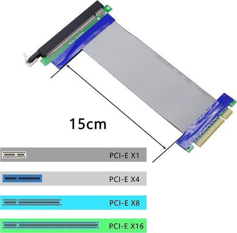 كابل رفع فتحة GELRHONR PCI-E 8X إلى 16x، كابل تمديد PCIE 8X ذكر إلى PCI-E 16X أنثى لبطاقة الرسومات، كابل رفع الشريط المرن in Saudi Arabia