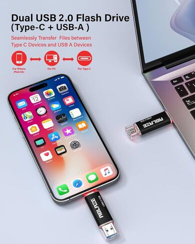 ABLAZE 1GB Type C Flash Drive 10 Pack, Dual USB 2.0+USB C Memory Stick 1GB Thumb Drive for iPhone 15, Android Smartphone, Computers, Tablets, Mac,iPad,PC (1GB, 10PCS) in Kuwait