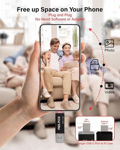 ABLAZE 1GB Type C Flash Drive 10 Pack, Dual USB 2.0+USB C Memory Stick 1GB Thumb Drive for iPhone 15, Android Smartphone, Computers, Tablets, Mac,iPad,PC (1GB, 10PCS) in Kuwait