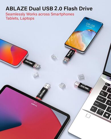 ABLAZE 1GB Type C Flash Drive 10 Pack, Dual USB 2.0+USB C Memory Stick 1GB Thumb Drive for iPhone 15, Android Smartphone, Computers, Tablets, Mac,iPad,PC (1GB, 10PCS) in Kuwait