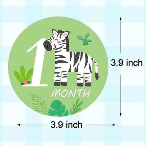 24 Newborn Baby Monthly Milestone Stickers - Jungle Animals Baby Milestone Stickers Month Stickers for Baby Boy Girl New Mom Baby Growth Stickers Photo Props in Kuwait