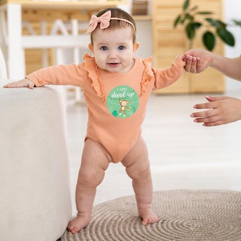 24 Newborn Baby Monthly Milestone Stickers - Jungle Animals Baby Milestone Stickers Month Stickers for Baby Boy Girl New Mom Baby Growth Stickers Photo Props in Kuwait