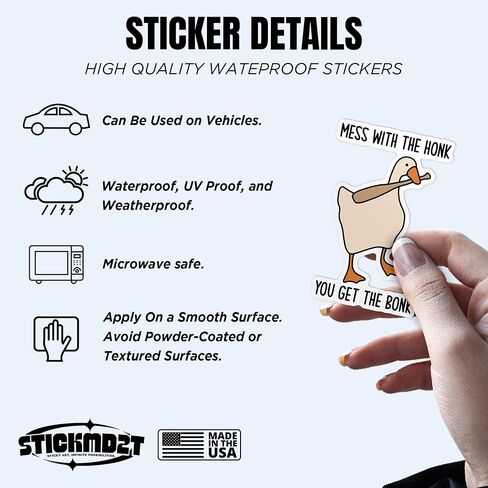 (3Pcs) Mess with The Honk You Get The Bonk Sticker Funny Meme Goose Duck 2" Waterproof Vinyl Decal Sticker Laptop, Water Bottles, Phone, Kindle Merchandise Decor Decal Gifts 2 Inches in Saudi Arabia