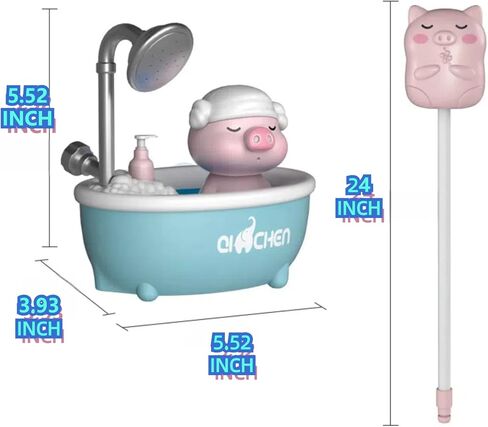 Baby Bath Shower Pig Bathtub Toy Pig Bath Toys for Toddlers Bathtub Water Pump Toy Set with Two Mode Shower Head Bath Floating Pig for Kids (Blue) in Kuwait