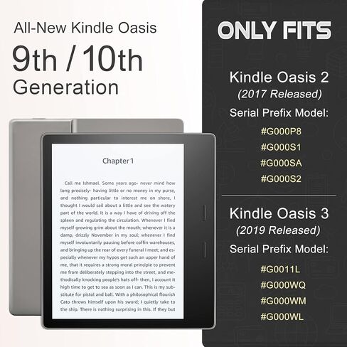 حافظة CoBak لجهاز Kindle Oasis الجيل العاشر والتاسع، غطاء ذكي من جلد البولي يوريثان الفاخر مقاس 7 بوصات مع ميزة التنبيه التلقائي للنوم لجهاز Kindle Oasis، مقاس نحيف، أسود in Saudi Arabia