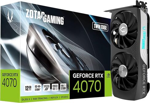 ZOTAC GAMING GeForce RTX 4070 Twin Edge DLSS 3 12GB GDDR6X 192-bit 21 Gbps PCIE 4.0 بطاقة رسومات مدمجة للألعاب، IceStorm 2.0 تبريد متقدم، إضاءة SPECTRA RGB، ZT-D40700E-10M in Kuwait