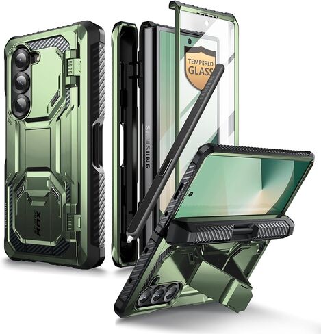حافظة i-Blason لهاتف Samsung Galaxy Z Fold 6 مع حامل قلم S، [واقي شاشة زجاجي مقوى مدمج وحامل]، حافظة هاتف واقية من الدرجة العسكرية لهاتف Samsung Z Fold 6، سلسلة Armorbox، أسود in Saudi Arabia