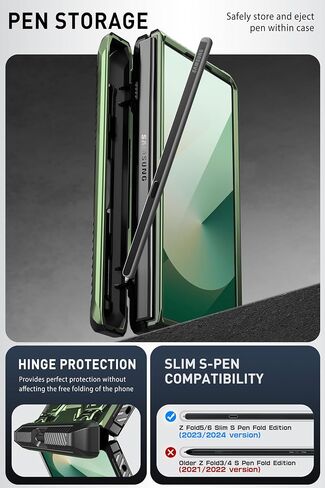 حافظة i-Blason لهاتف Samsung Galaxy Z Fold 6 مع حامل قلم S، [واقي شاشة زجاجي مقوى مدمج وحامل]، حافظة هاتف واقية من الدرجة العسكرية لهاتف Samsung Z Fold 6، سلسلة Armorbox، أسود in Saudi Arabia