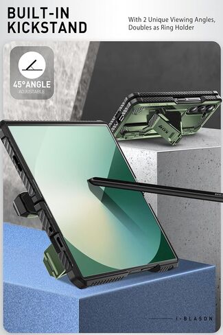 حافظة i-Blason لهاتف Samsung Galaxy Z Fold 6 مع حامل قلم S، [واقي شاشة زجاجي مقوى مدمج وحامل]، حافظة هاتف واقية من الدرجة العسكرية لهاتف Samsung Z Fold 6، سلسلة Armorbox، أسود in Saudi Arabia