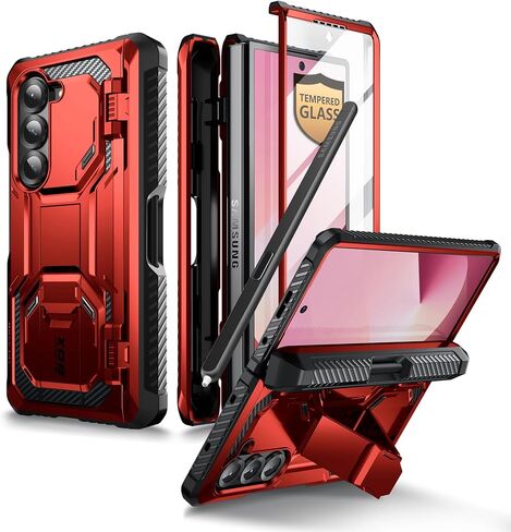 حافظة i-Blason لهاتف Samsung Galaxy Z Fold 6 مع حامل قلم S، [واقي شاشة زجاجي مقوى مدمج وحامل]، حافظة هاتف واقية من الدرجة العسكرية لهاتف Samsung Z Fold 6، سلسلة Armorbox، أسود in Saudi Arabia