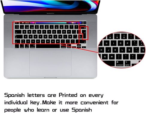 غطاء حماية للوحة المفاتيح من السيليكون من HRH باللغة الإنجليزية لجهاز MacBook Pro 13 بوصة 2020 (موديل A2289 / A2251 / A2338 M1 Chip) وMacBook Pro 16" 2019 (موديل A2141)، الإصدار الأوروبي in Saudi Arabia