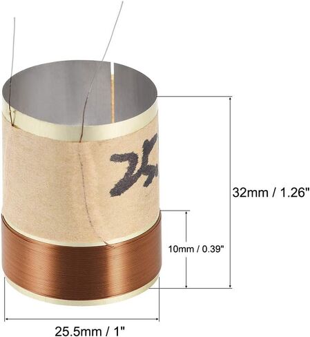 Uxcell 2 قطعة 25.5 مللي متر 1 "مكبر الصوت ملف صوتي طبقات مزدوجة سلك نحاسي مستدير باس مكبر صوت استبدال الأجزاء in Saudi Arabia