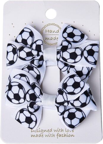Soccer Bows Hair Clips for Girls Toddler Baby Girl Soccer Outfit Football Hair Accessories Hair Barrettes for Women Hair Pins Sports Themed Bowknot Hair Clip Soccer Mom Soccer Team Gifts in Saudi Arabia