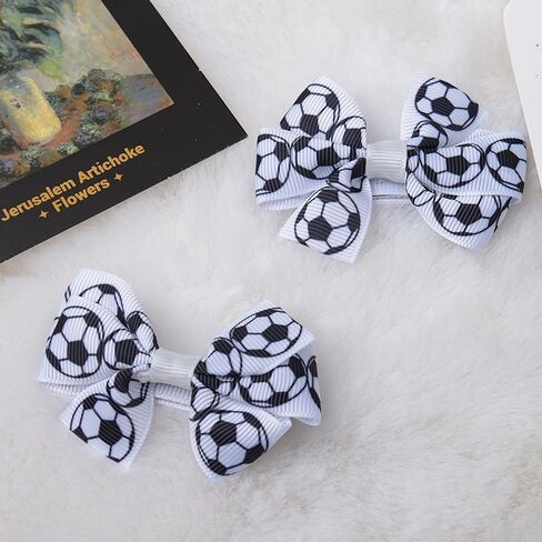 Soccer Bows Hair Clips for Girls Toddler Baby Girl Soccer Outfit Football Hair Accessories Hair Barrettes for Women Hair Pins Sports Themed Bowknot Hair Clip Soccer Mom Soccer Team Gifts in Saudi Arabia