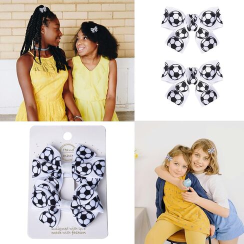 Soccer Bows Hair Clips for Girls Toddler Baby Girl Soccer Outfit Football Hair Accessories Hair Barrettes for Women Hair Pins Sports Themed Bowknot Hair Clip Soccer Mom Soccer Team Gifts in Saudi Arabia
