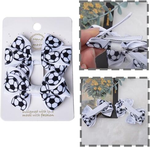 Soccer Bows Hair Clips for Girls Toddler Baby Girl Soccer Outfit Football Hair Accessories Hair Barrettes for Women Hair Pins Sports Themed Bowknot Hair Clip Soccer Mom Soccer Team Gifts in Saudi Arabia