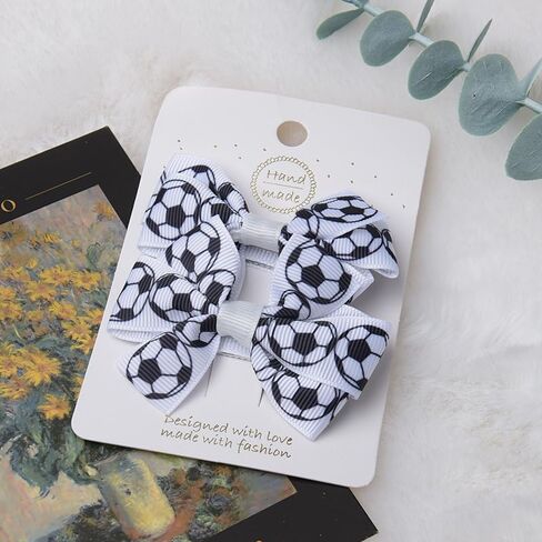 Soccer Bows Hair Clips for Girls Toddler Baby Girl Soccer Outfit Football Hair Accessories Hair Barrettes for Women Hair Pins Sports Themed Bowknot Hair Clip Soccer Mom Soccer Team Gifts in Saudi Arabia