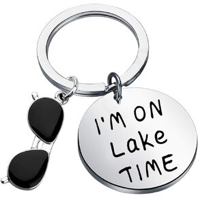 CENWA Lake House Gifts Lake Life Jewelry Lake Summer Vacation Gift I’m On Lake Time Keychain