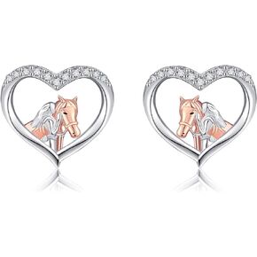EXRANQO Horse Earrings For Girls 925 Sterling Sliver Cubic Zircon Horse Stud Earrings Hypoallergenic Cute Animal Horse Jewelry Gifts For Women Girls Mother Daughter in Kuwait