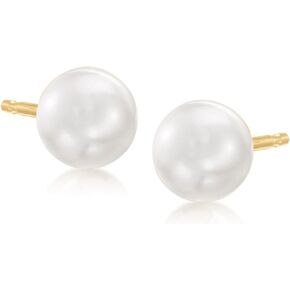 Ross-Simons 6-7mm Cultured Pearl Stud Earrings in 14kt Yellow Gold