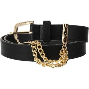 LUOZZY PU Waist Belt for Women Delicate Jeans Belt with Chain Adjustable Pant Chain Clothing Accessories for Women