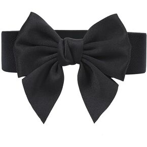 Womens Vintage Wide Elastic-Waist-Belt with Bow Knot - Stretchy Wide Waistband Belts Corset Adorable Dress Accessory